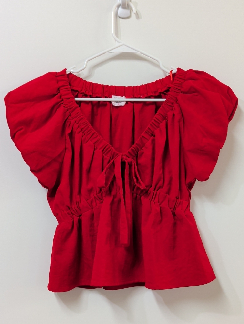 Sienna Sky Cherry Red Puff Sleeve Blouse Size Medium
